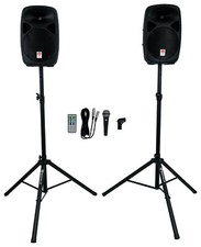 Rockville RPG102K Dual 10" Powered Speakers DJ PA System Bluetooth Mic Stands