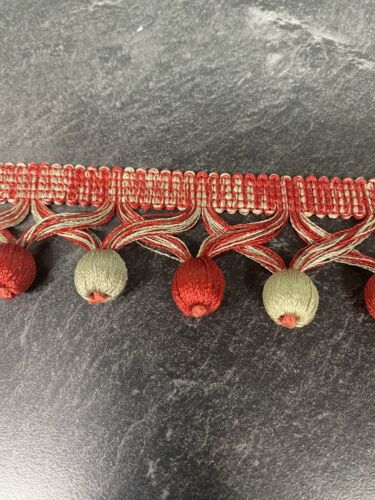 Ball Fringe Trim Multi Color Red Silver  Grey Drapery Tassel by the yard - Picture 1 of 4
