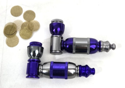 3'' purple And Grey set of 2  american pipes with brass screens