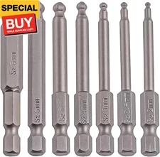 Ball End Hex Head Metric Allen Wrench Drill Screwdriver Bit Set 7PCS 1/4 Inch He