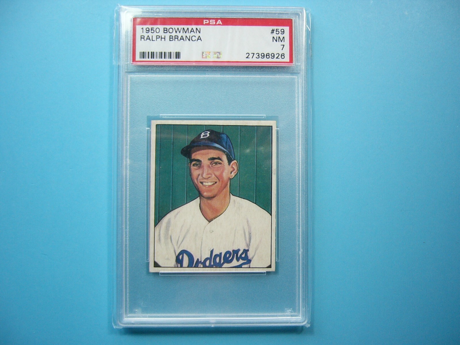1950 BOWMAN MLB BASEBALL CARD #59 RALPH BRANCA PSA 7 NM SHARP!! '50 BOWMAN GL