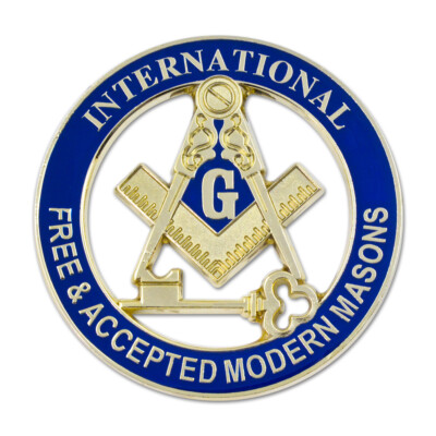 International Free & Accepted Modern Masons Round Masonic Auto Emblem
