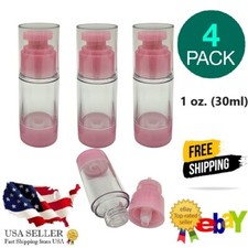 Airless Pump Bottles Empty Pump Bottle Pink and Clear 30ml 1 oz. 4-Piece