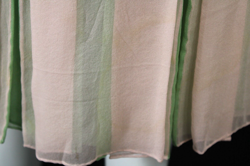 GALANOS Vintage Green & Pink Striped Pleated A-Line Mini Dress 6 - Picture 5 of 12