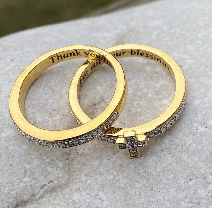 Danbury Mint stackable Diamond ring set Cross tri… - image 9