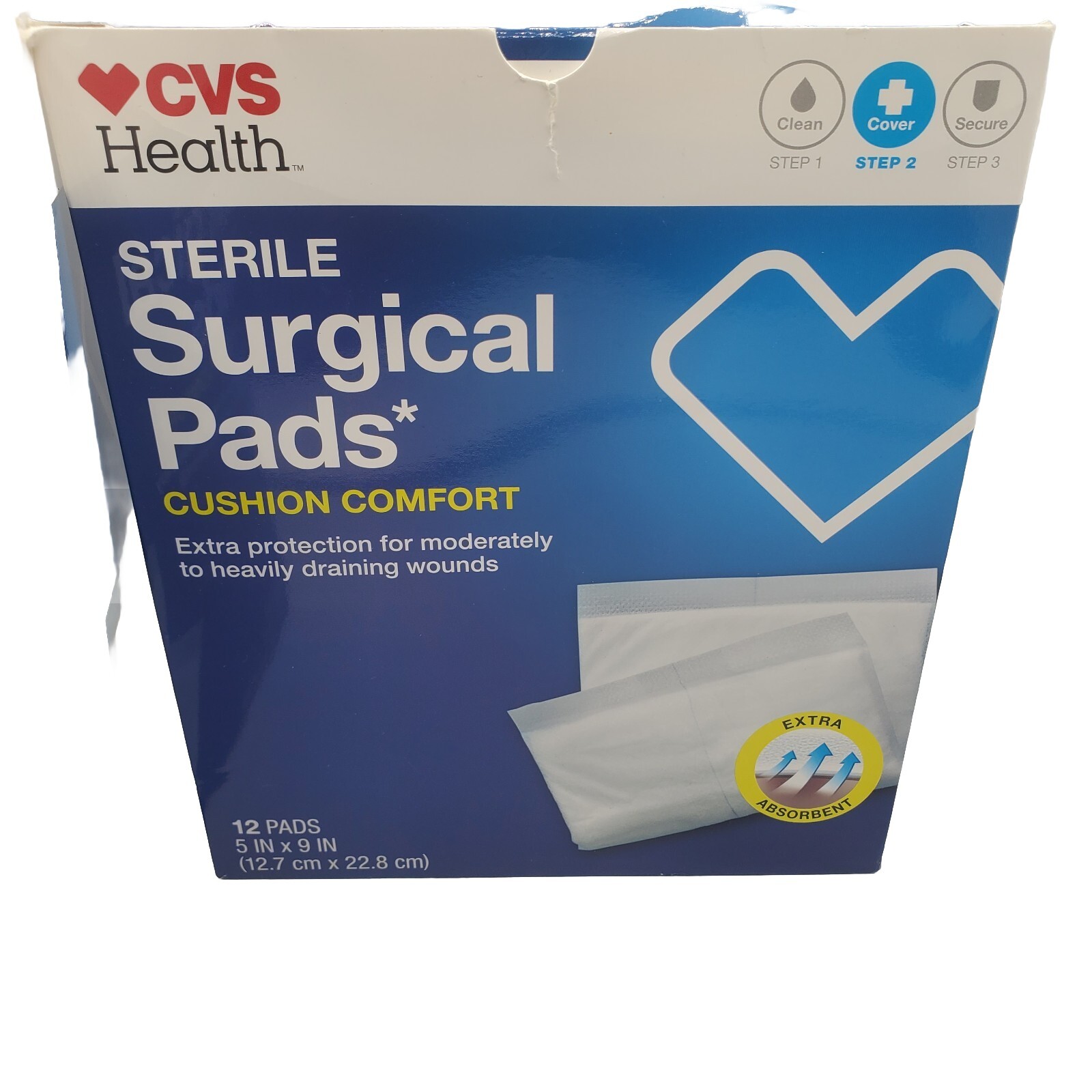 2 Boxes CVS Health Surgical Wound Dressing Pads Cushion Comfort 5"x9