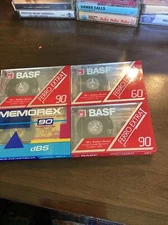 (3) BASF Ferro Extra 90 Cassette Tapes,  (Sealed) One Memorex 90