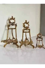 Brass Plate Stand Set, Elegant Plate Holder Rack Display 3 Pcs,  Book Stand