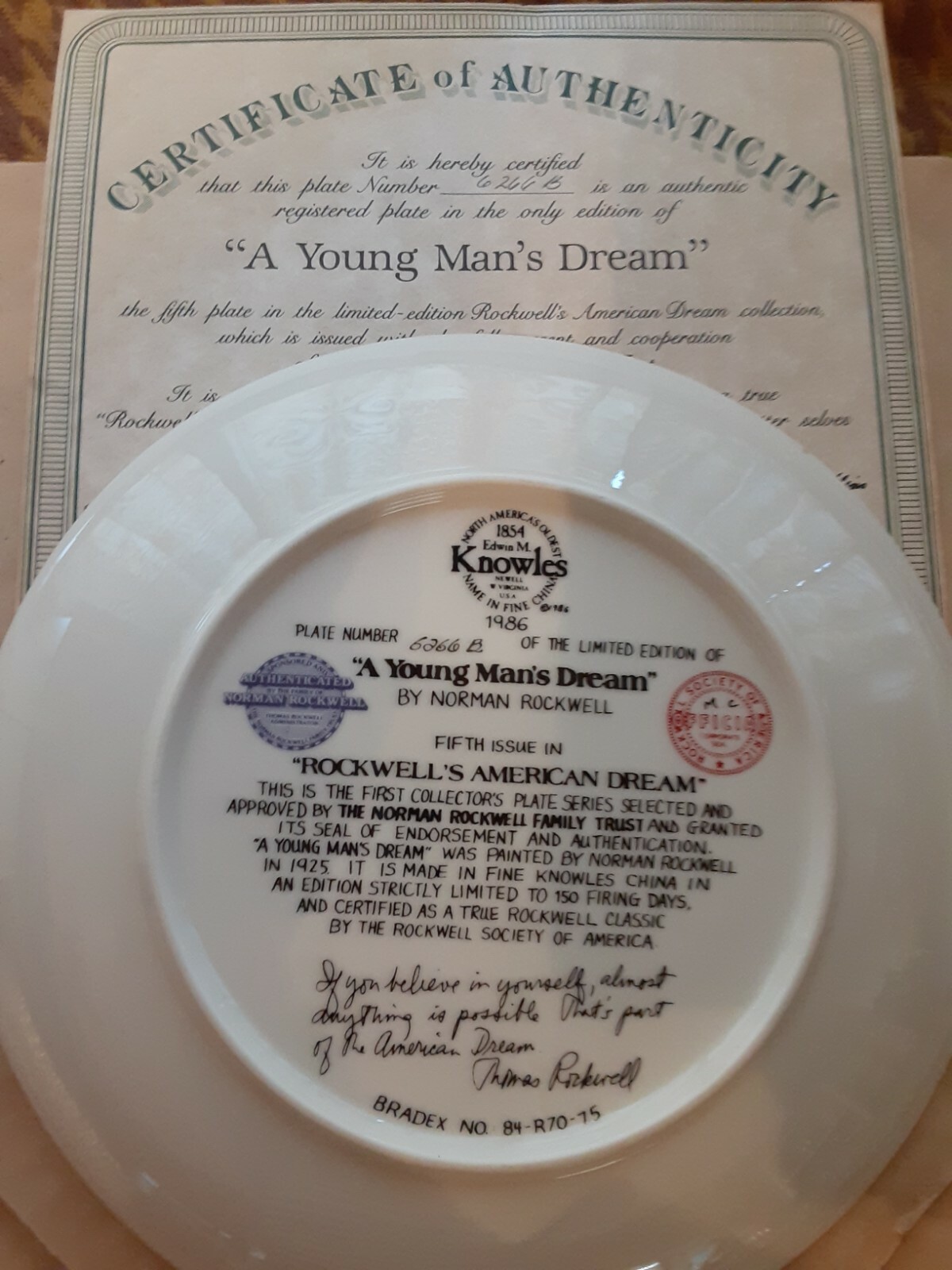 North America Oldest 1854 Edwin M Knowles Set Of China Collector Plates