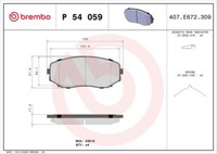 Brembo P 54 059 Bremsbelagsatz, Scheibenbremse FüR Ford USA Mazda Mitsubishi
