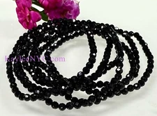 Wholesale 6 Pcs Natural Black Tourmaline 4mm Faceted 7.5” Stretch Bracelet