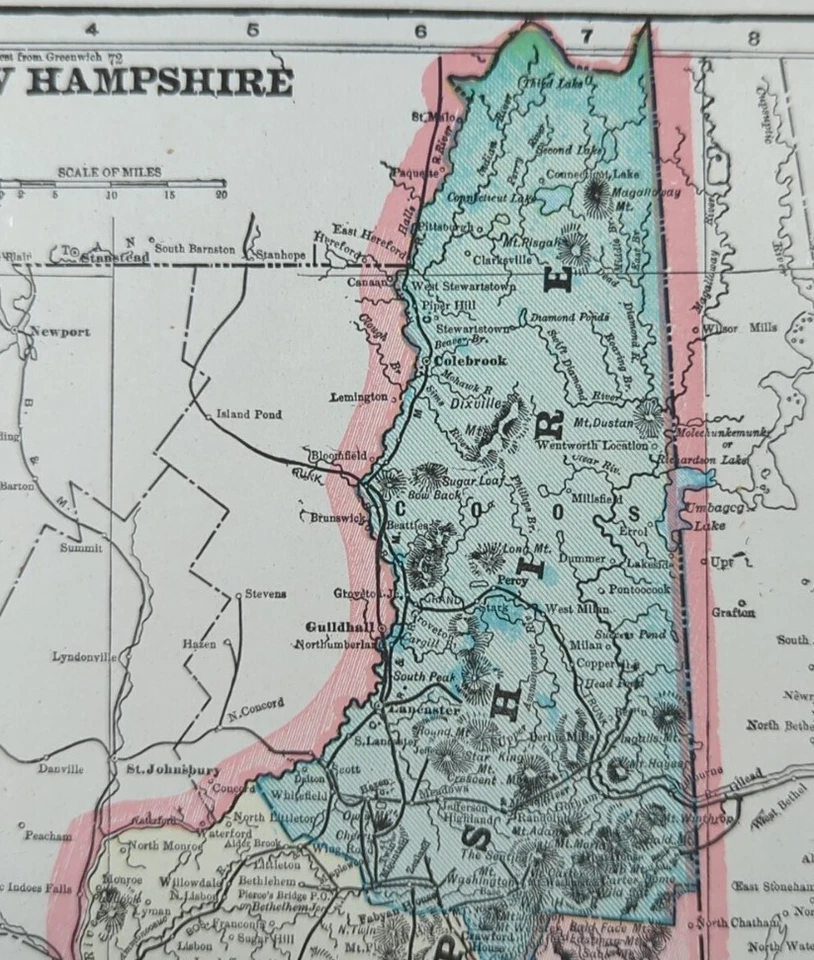 Vintage 1902 NEW HAMPSHIRE Map 11"x14" Old Antique Original LACONIA LAKEPORT NH - Изображение 3 из 4