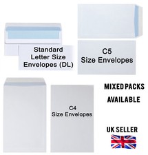 Mixed Envelopes White Self Seal DL C5 C4 No Window A4 A5 Size Mail Post 90 GSM