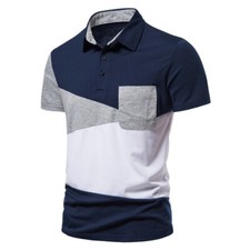 ZONBAILON Triangle Contrast Business Men's Outdoor Golf Polo Shirt Short Sleeve