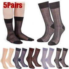 5x Men Ultra-thin Silk Sheer Trouser Socks Over Ankle Summer Stretchy Stocking