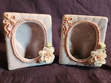 Vintage Mini Porcelain 4.25in Picture Frames Set of 2