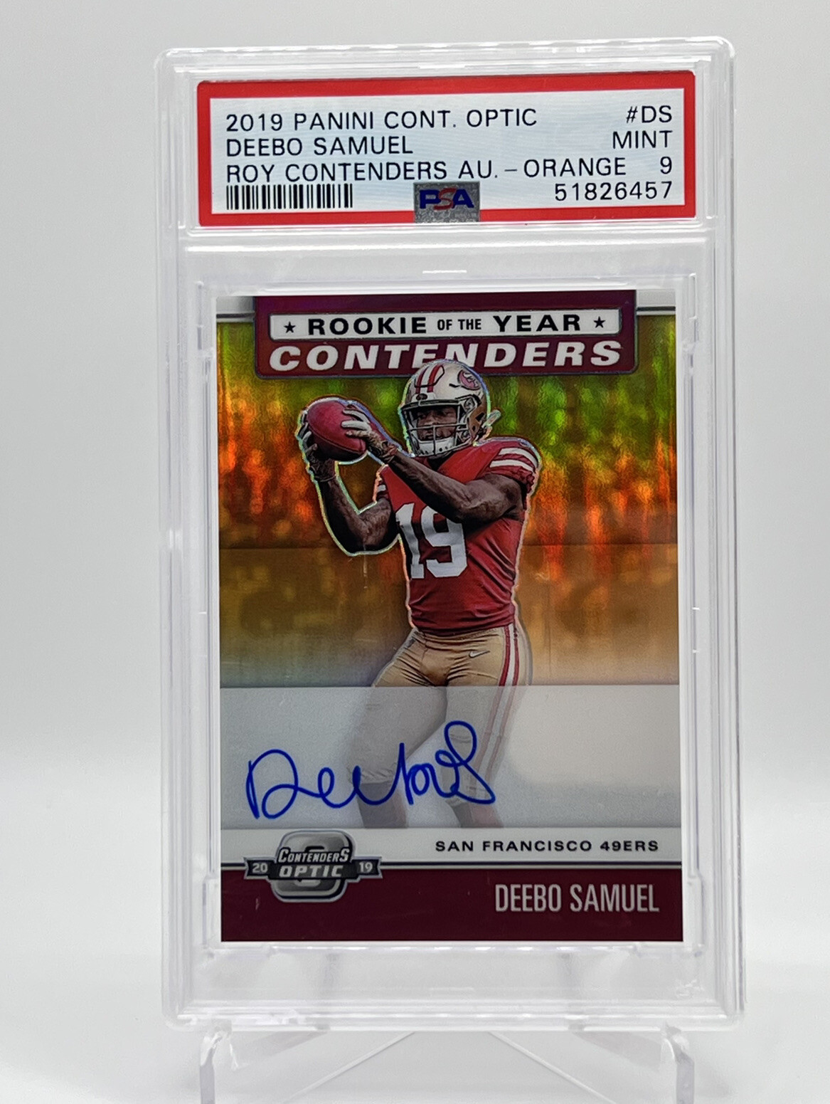 Deebo Samuel Panini Contenders Optic Rookie of the Year Contenders Autographs #DS Orange
