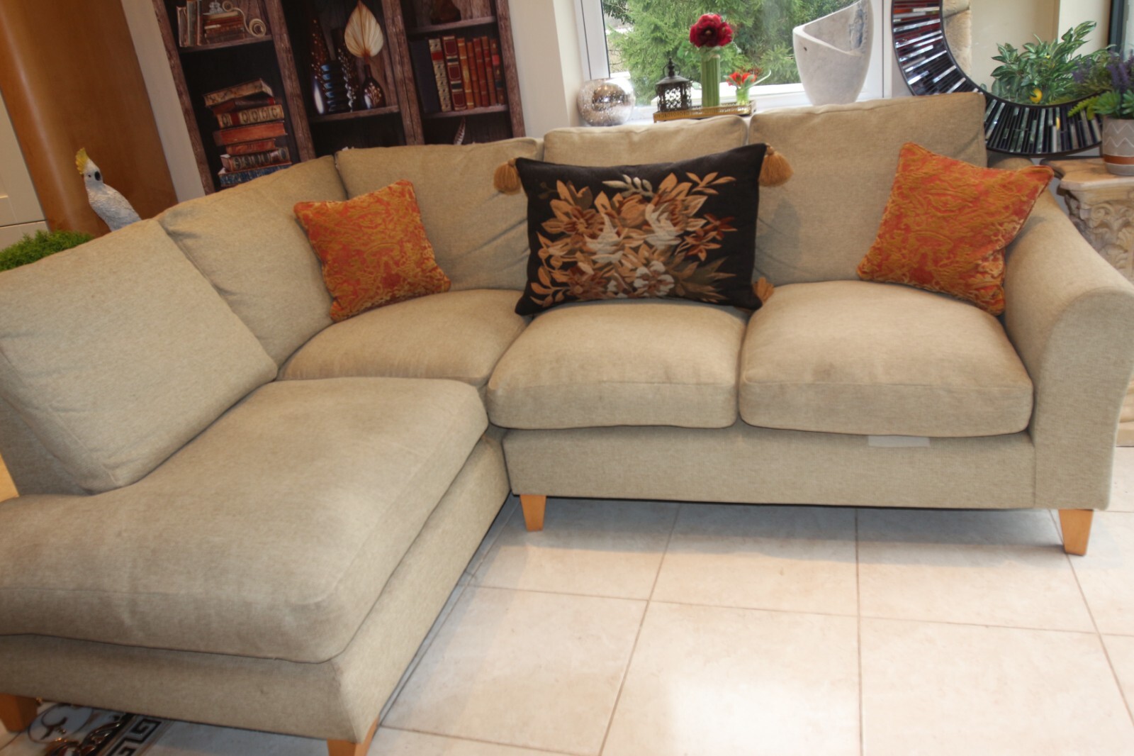 Laura Ashley corner sofa in pale green fabric eBay