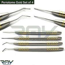 Dental Periotome Gold Scaler PDL Set Of 4 Periodontal Atraumatic Extraction Kit