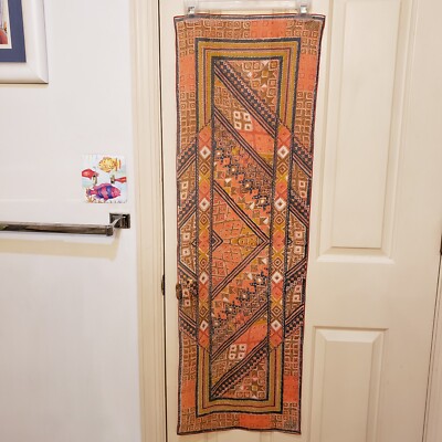 Vera Neumann Sheer Rectangle Scarf Geometric Print Gold Orange Red Blue 14 x 43