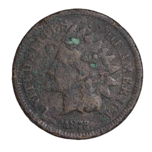 1872 FULL DATE Indian Head Cent Penny CULL / AG / HOLE FILLER