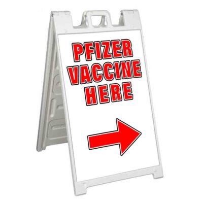 VACCINE HERE PFIZER RIGHT Signicade 24x36 Aframe Sidewalk Decal Sign Banner FLU