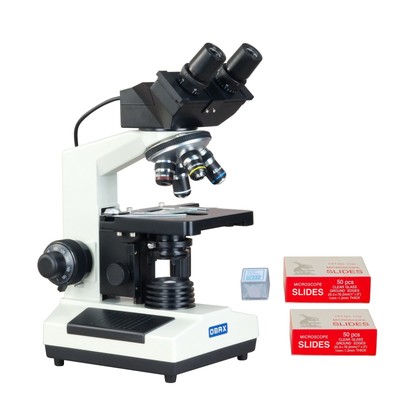 Built-in 3MP Camera Binocular Compound Microscope 40X-2000X+Slides+Covers