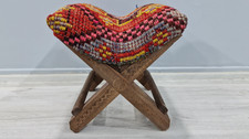 Taburete turco, taburete hecho a mano, taburete rústico, silla de madera, taburete de entrada
