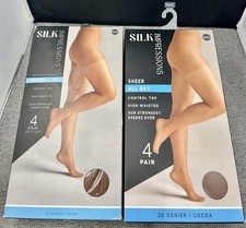 Silk Impressions Sheer Control Top Pantyhose XXXL Cocoa 8 Pairs New 3XL