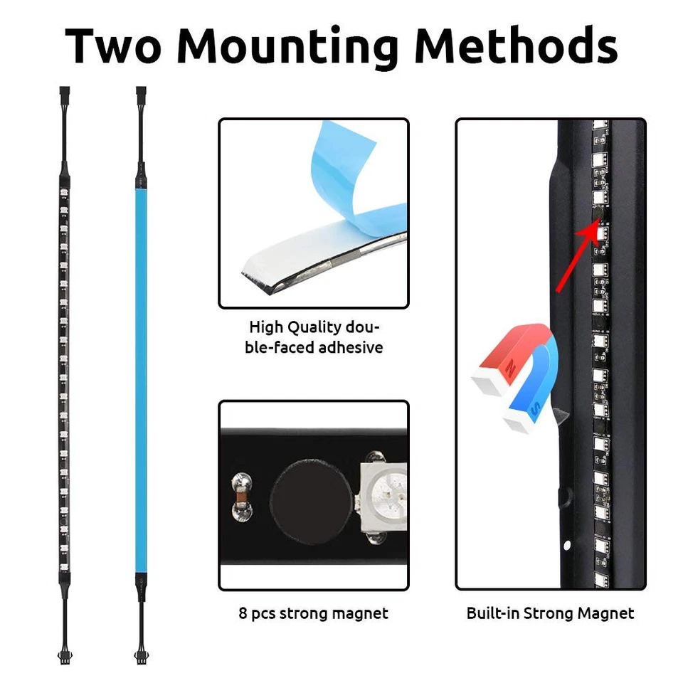 PC Addressable RGB LED Strip Lights Kit - Magnetic PC Case Lighting, 2PCS 42L... - Image 4 of 4