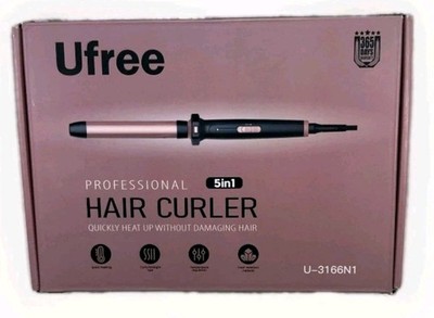 Ufree Professional 5-in-1 Hair Curling Iron Pink Interchangeable Heats Up Quick 