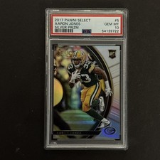 2017 Panini Select Aaron Jones Silver Prizm Concourse Level RC Rookie PSA 10 