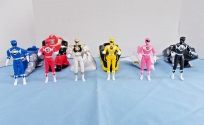 1995 Mighty Morphin Power Rangers 12 Pc Set 6 Vehicles + 6 Power Rangers 4'' Tall
