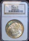 1885 Morgan Silver Dollar NGC MS63 Rainbow Crescent Toned Coin US $1 Old Holder
