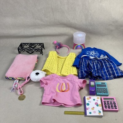 American Girl Clothing, Gymnastics Medal, Working Lamp, working Calculator.