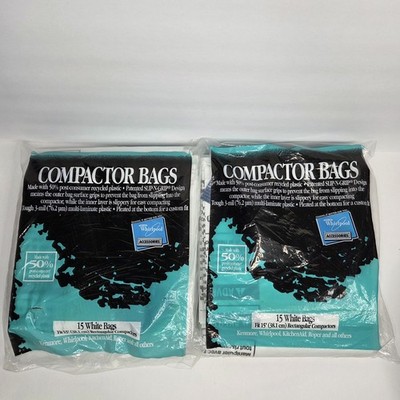 Whirlpool 15'' Rectangular Compactor Bags Slip-N-Grip White Lot Of 2
