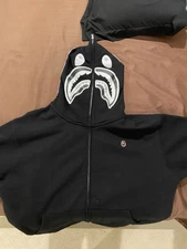 Bape Men's Full Zip Hoodie Camo Shark Pattern, Size M Fits Baggy
