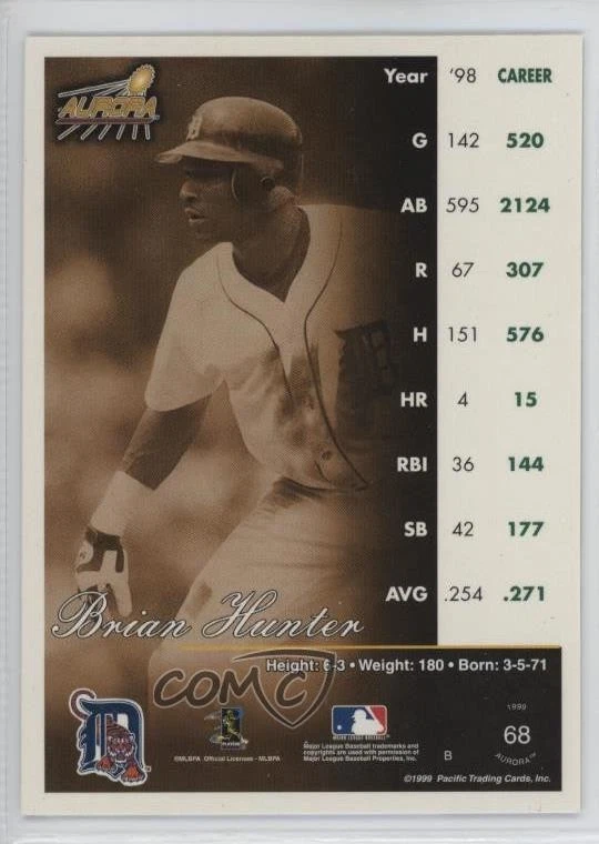 1999 Pacific Aurora Brian Hunter #68 - Image 2 of 2