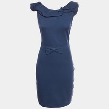 RED Valentino Navy Blue Stretch Cotton Sleeveless Mini Dress S