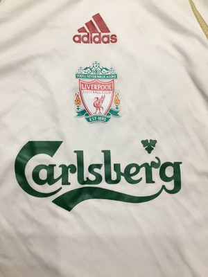 LIVERPOOL FOOTBALL CLUB FC 2007 WHITE RED AWAY SHIRT ADIDAS