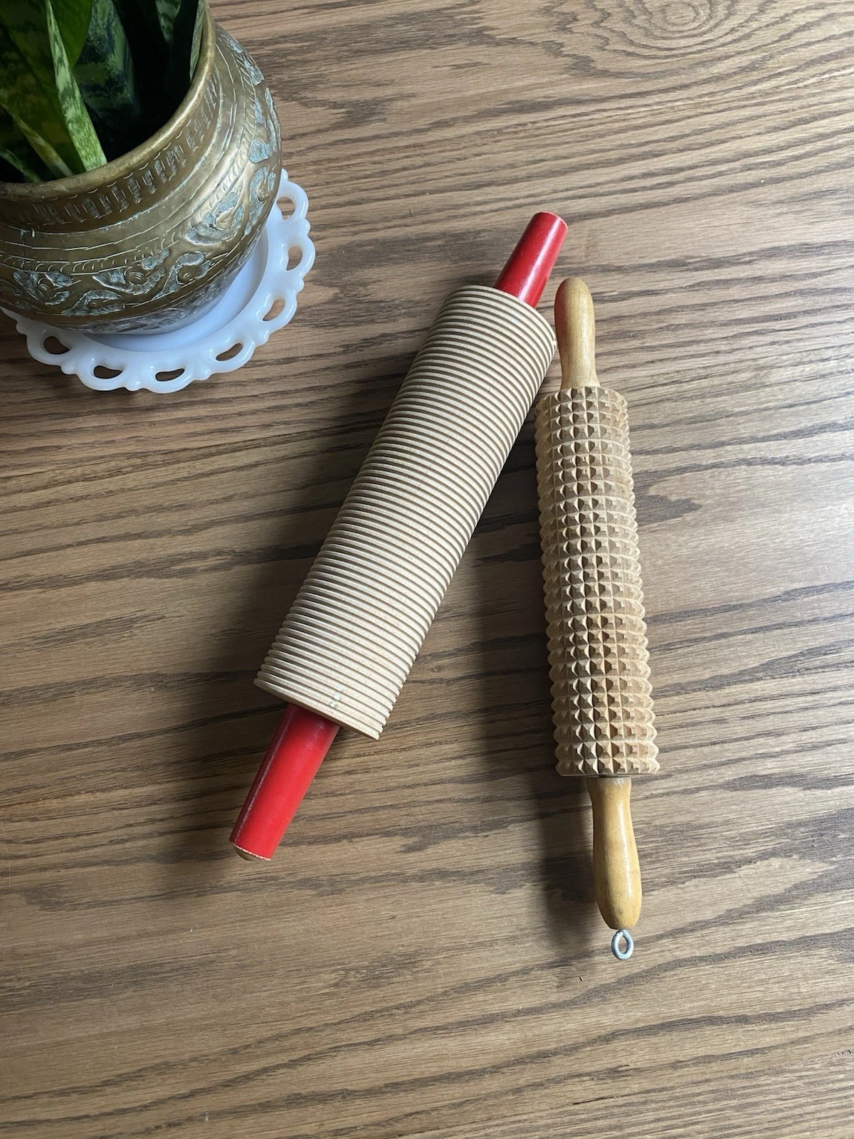 Vintage Wooden Textured Rolling Pins Wood Scandinavian Rolling Pins Set Of 2
Opens in a new window o