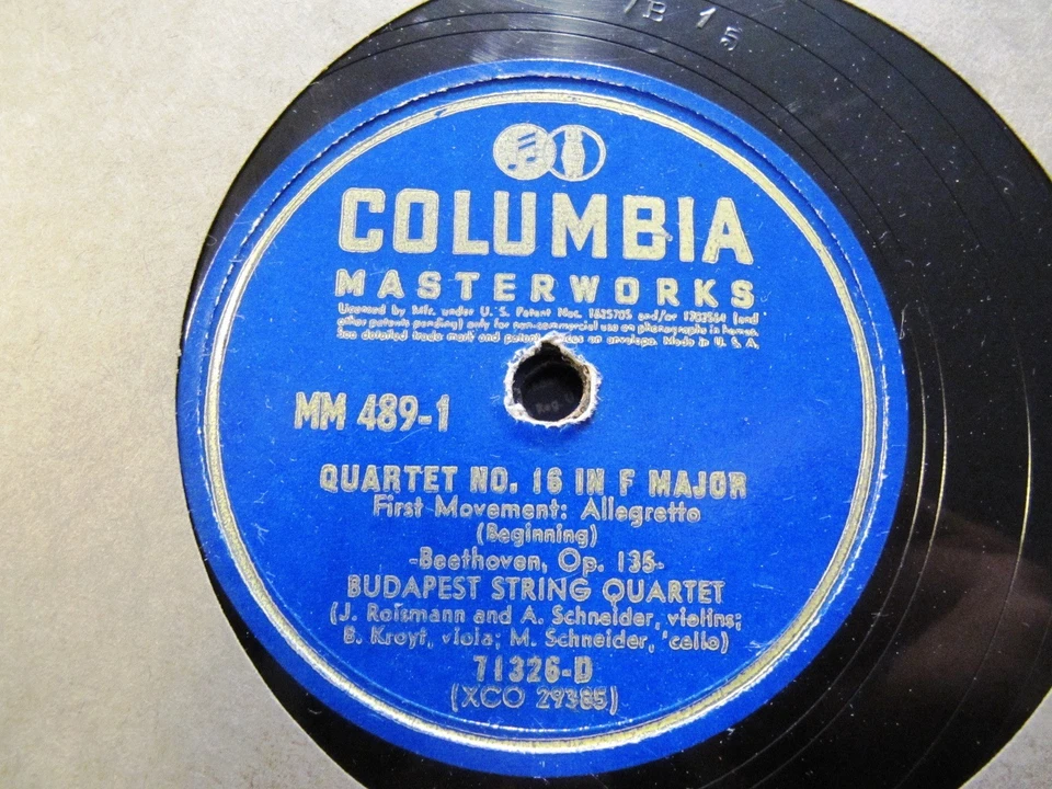 BUDAPEST STRING Quartet Beethoven Quartet No 16 F Minor Op 135 COLUMBIA M489 - Image 3 of 4