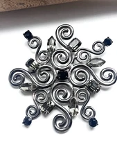 Vintage Jean Louis Scherrer Brooch LargeSwirl Rhinestones Paris Signed 1980s