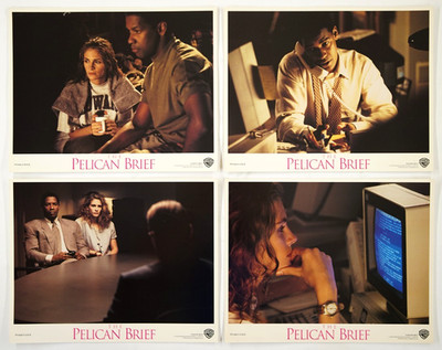 THE PELICAN BRIEF SETof4 Movie Lobby Cards 1993 JULIA ROBERTS, DENZEL WASHINGTON