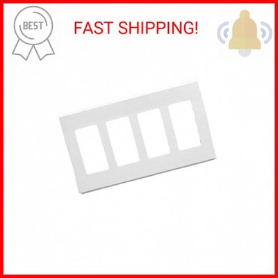 Leviton 4-Gang Decora Plus Wallplate Screwless Snap-On Mount, 80312-SW, White