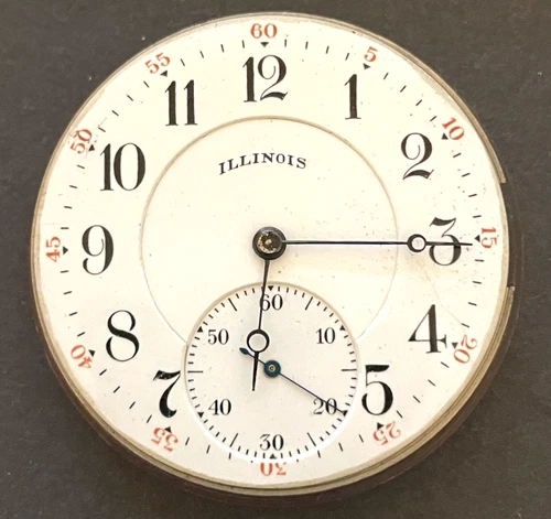 Antique 1920 Illinois Grade 304 Pocket Watch Movement Good Balance 16s 17j USA