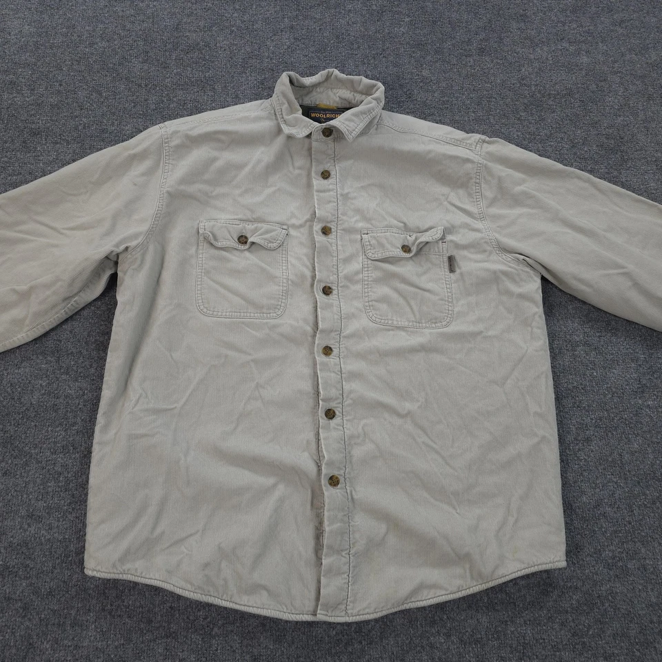 Винтажный шерсти куртка мужская большой желтовато-коричневый флис с подкладкой рубашка Shacket открытый 90-х - Изображение 3 из 4