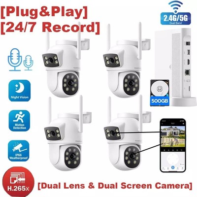 2K 4MP PTZ WLAN Überwachungskamera Set Aussen Dual-Objektiv Auto Tracking Alexa