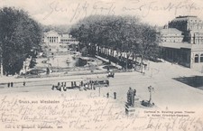 1902 AK Deutsches-Reich Wiesbaden Kurhaus Strassenbild Gebäude Gruss aus Wiesbad