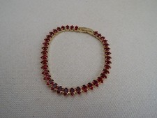 Goldtone Red Rhinestone Bracelet A27 